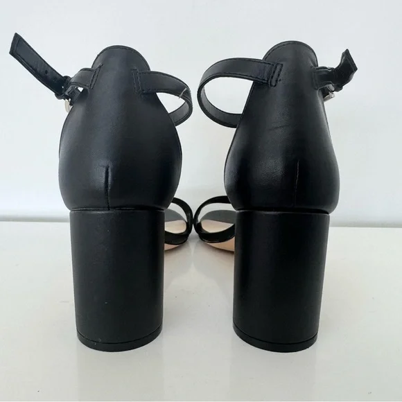 Nine West Sandy Black Ankle Strap Block Heel Sandals Size 8.5 - Picture 3 of 9